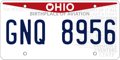 OH license plate GNQ8956