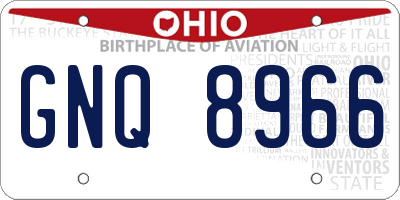 OH license plate GNQ8966
