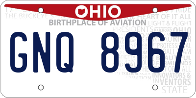 OH license plate GNQ8967