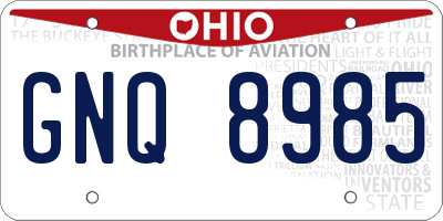 OH license plate GNQ8985