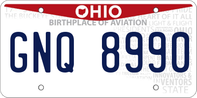 OH license plate GNQ8990