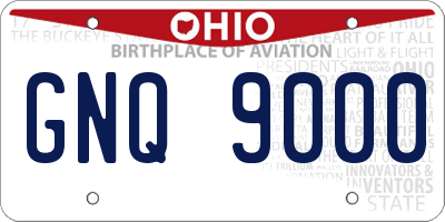 OH license plate GNQ9000