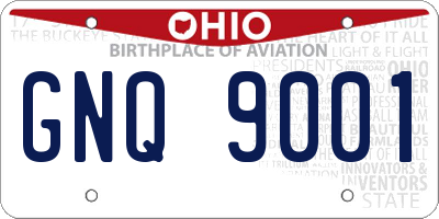 OH license plate GNQ9001