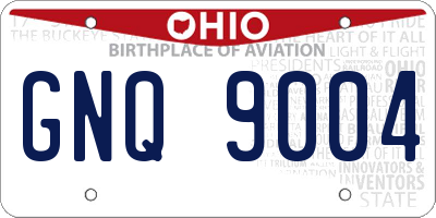 OH license plate GNQ9004