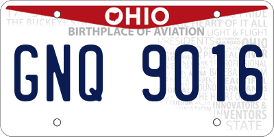 OH license plate GNQ9016