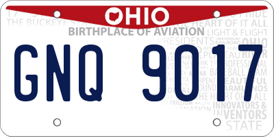 OH license plate GNQ9017