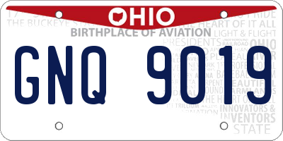 OH license plate GNQ9019