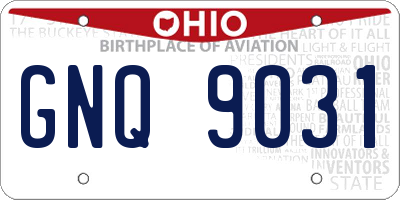 OH license plate GNQ9031