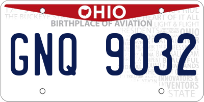OH license plate GNQ9032