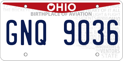 OH license plate GNQ9036