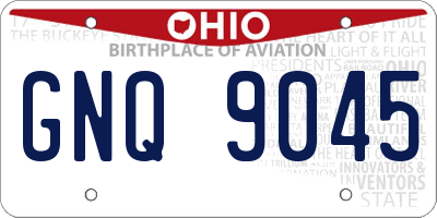 OH license plate GNQ9045