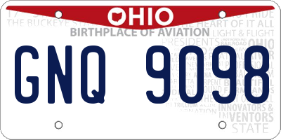 OH license plate GNQ9098