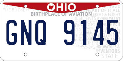 OH license plate GNQ9145