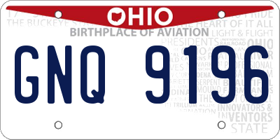 OH license plate GNQ9196