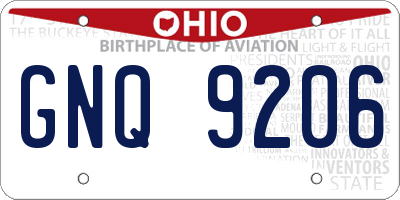 OH license plate GNQ9206