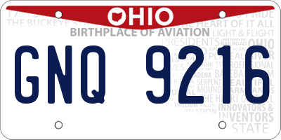 OH license plate GNQ9216