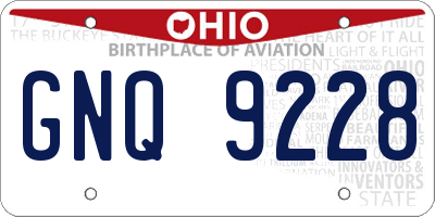 OH license plate GNQ9228