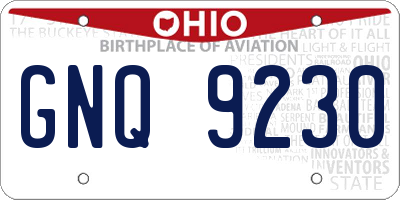 OH license plate GNQ9230