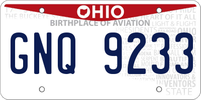 OH license plate GNQ9233