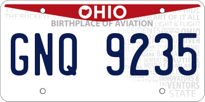 OH license plate GNQ9235