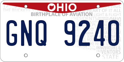 OH license plate GNQ9240