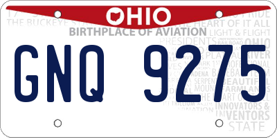 OH license plate GNQ9275