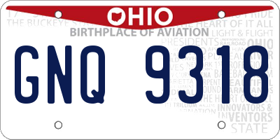 OH license plate GNQ9318