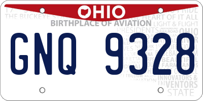 OH license plate GNQ9328