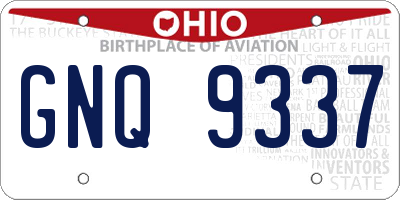 OH license plate GNQ9337