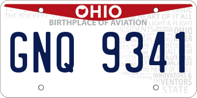 OH license plate GNQ9341
