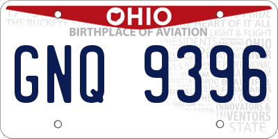 OH license plate GNQ9396