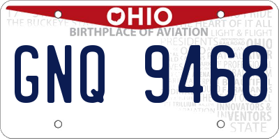 OH license plate GNQ9468