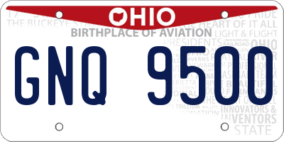 OH license plate GNQ9500