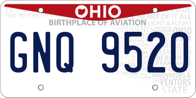 OH license plate GNQ9520