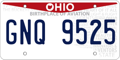 OH license plate GNQ9525