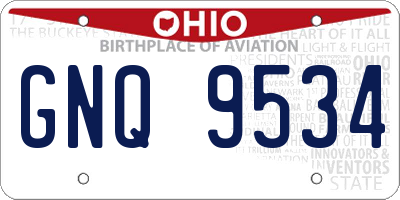 OH license plate GNQ9534
