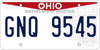 OH license plate GNQ9545