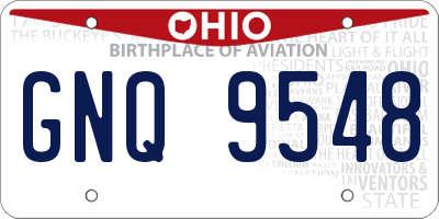 OH license plate GNQ9548