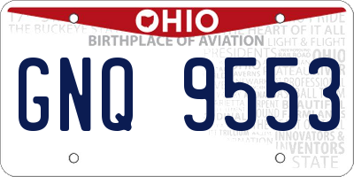 OH license plate GNQ9553