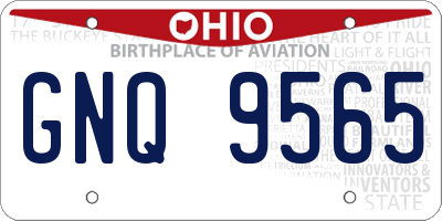 OH license plate GNQ9565