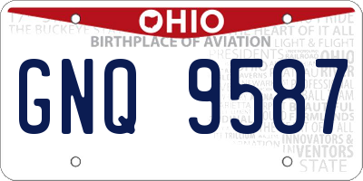 OH license plate GNQ9587