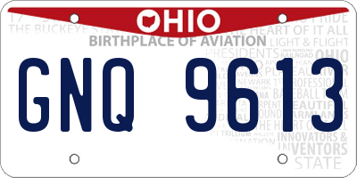 OH license plate GNQ9613