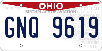 OH license plate GNQ9619