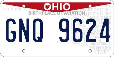 OH license plate GNQ9624