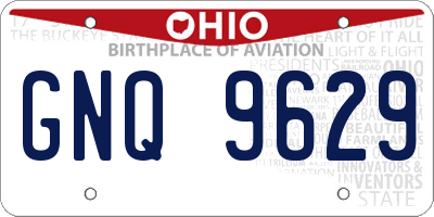 OH license plate GNQ9629
