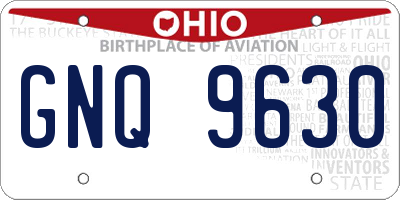 OH license plate GNQ9630