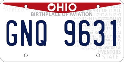 OH license plate GNQ9631