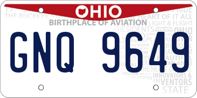 OH license plate GNQ9649