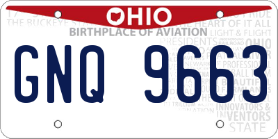 OH license plate GNQ9663