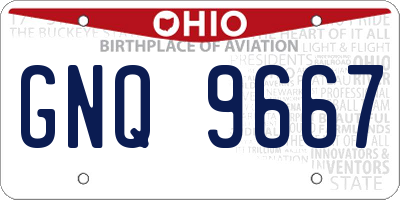 OH license plate GNQ9667